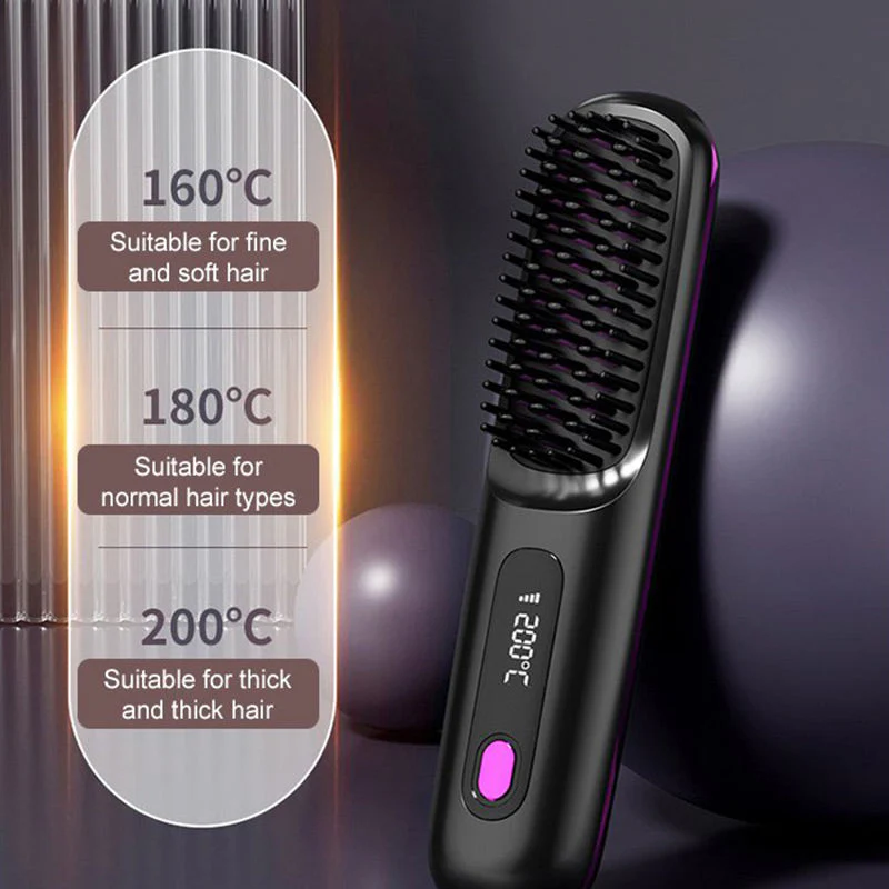 💐New Year's Offer: 50% Off💖Cordless Ceramic Heated Hair Straightening Comb(Ionic Ceramic · Hair-Friendly Design)