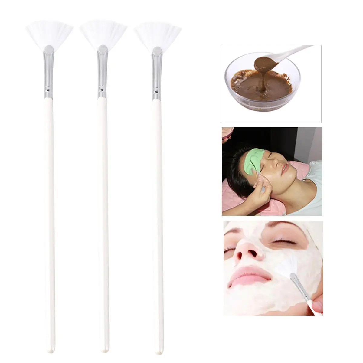 3 Pcs Shape for DIY Skin Care Mask Diy Brushes Fan Shape Mask Brushes Facials Skincare Smooth Coverage Beauty Tools - Image 3